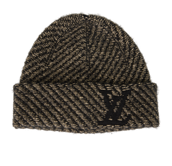 Louis Vuitton Metallic Striped Beanie, Wool/Cashmere, Blk/Gold, Sz OS, 3*